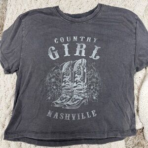 Country Girl Nashville Graphic Tee - gray